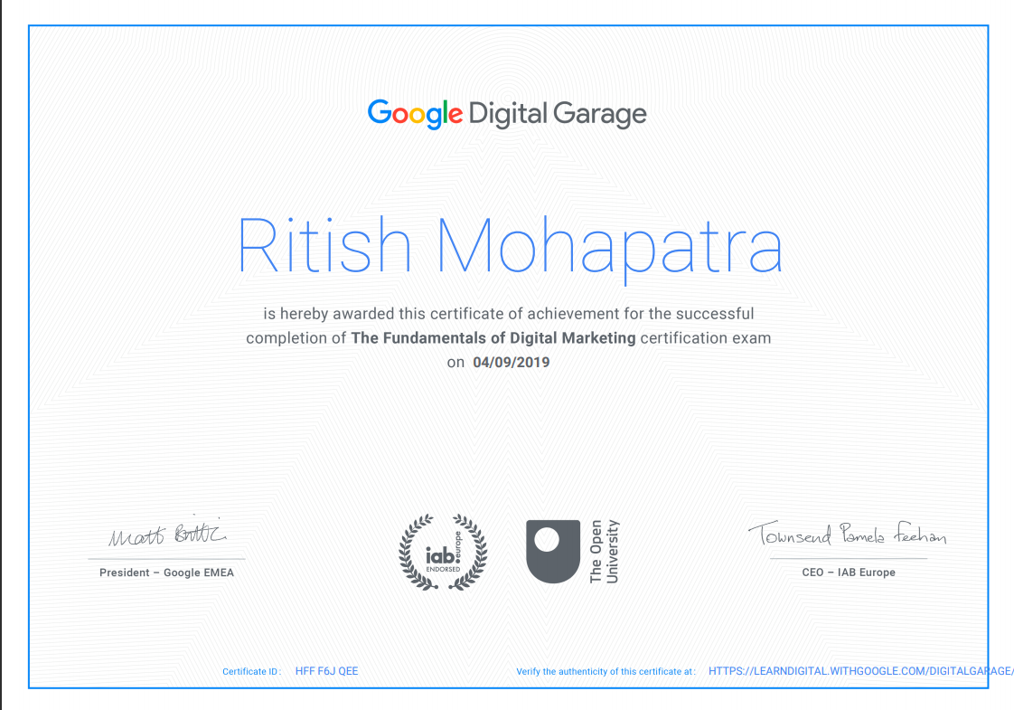 Google Digital Garage ID-(HFF F6J QEE)